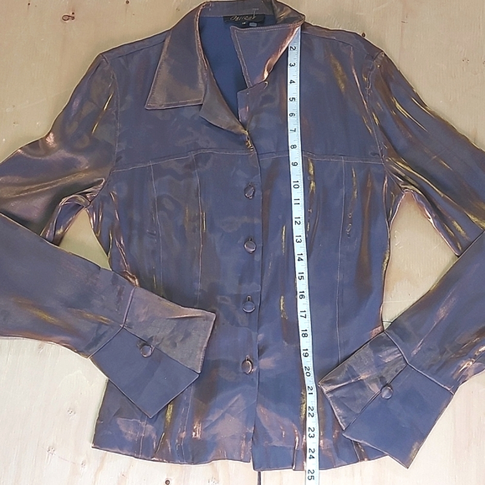Oblique Brand Bronze Blouse with Laced Back, Size 12 - Picture 14 of 16